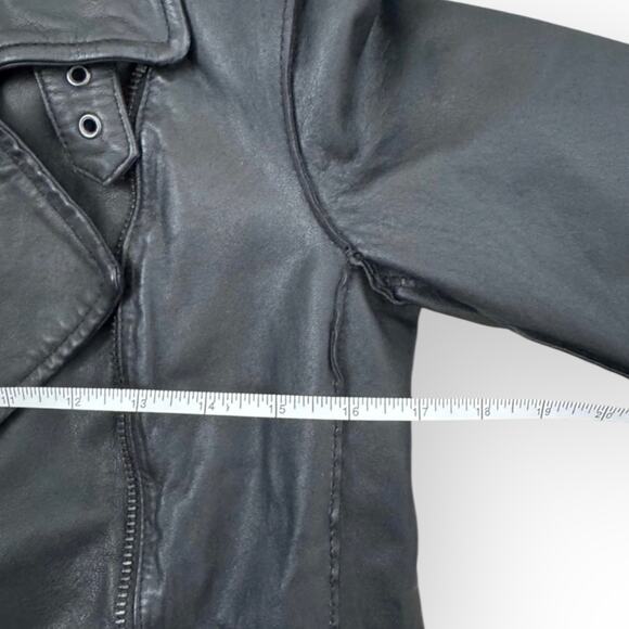 Vintage Women's Black Leather Biker Jacket Size 4 - Picture 7 of 9